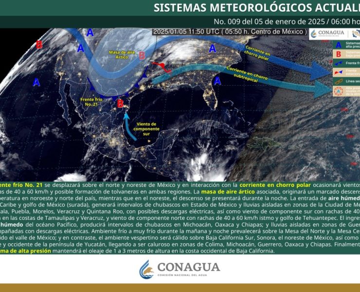 Frente frío No. 21 trae temperaturas extremas y lluvias dispersas a México